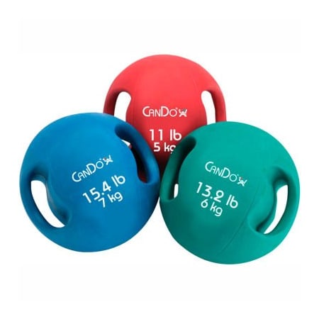 CanDo® Molded Dual-Handle Medicine Ball, 5-Color Set